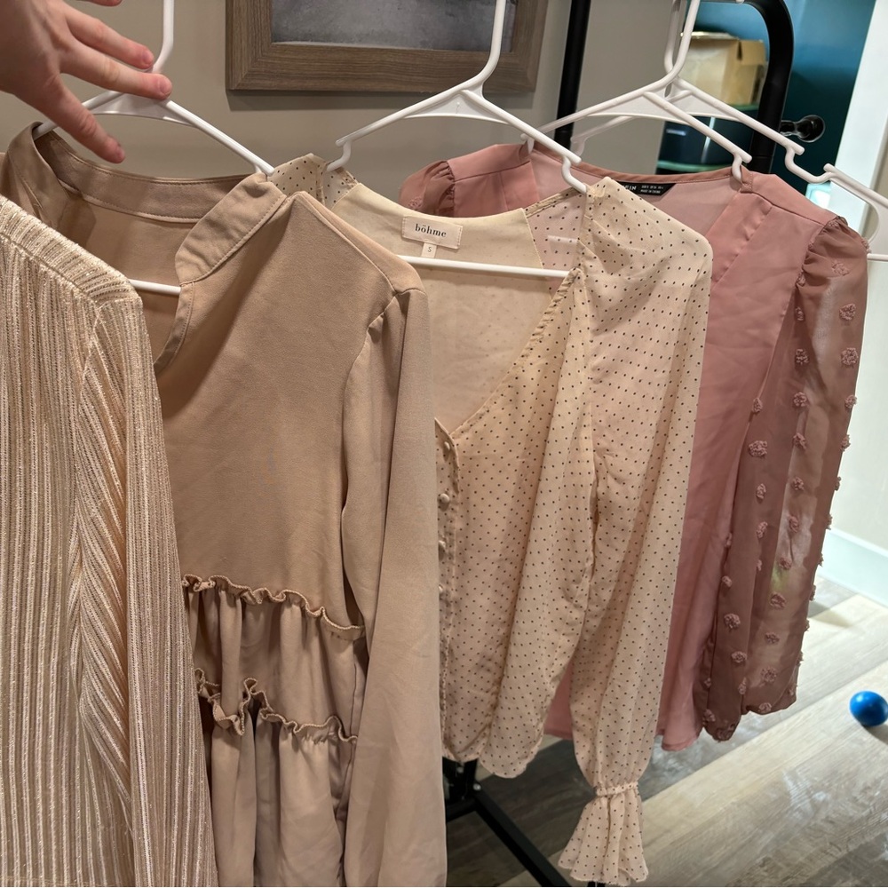 Bundle of 4 long sleeve, pretty, lightweight blouses.